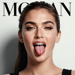 megan fox sticking her tongue out. hyperrealistic portrait, photo realistic, poster, artstation, volumetric lighting, digital art, very detailed face by magali villeneuve and by richard meril