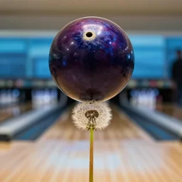 a bowling ball balanced on top of a dandelion, award - winning photo