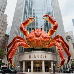 1 9 8 5 giant crab terrorizing a city, googie architecture, americana, fishcore, exterior photography, hd 8 k, photography cinestill
