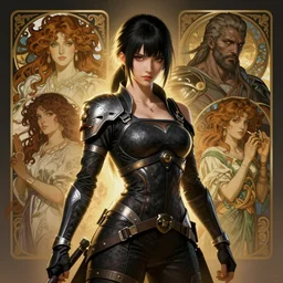 studio portrait of ninja gaiden female, human structure, concept art, intricate detail, art and illustration by tan zi and ayanamikodon and a. k. a maxx soul and alphonse mucha and irakli nadar, global illumination