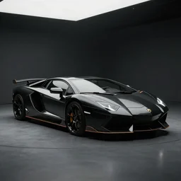 Black Color Of A Lamborghini Aventador, unreal 5, hyperrealistic, realistic, photorealistic, dynamic lighting, highly detailed, cinematic landscape, studio landscape, studio lighting