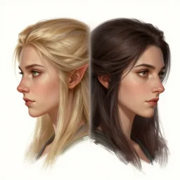 A detailed digital art head on symmetrical fanart portrait of a distinguished elven woman with two-tone hair  by Charlie bowater and lise deharme wlop,  critical role