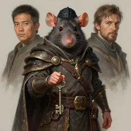 a detailed portrait of a rat guardian holding a key, by victo ngai and greg rutkowaki, digital art, realistic painting, very detailed, fantasy, high definition, character design, dnd, trending on artstation