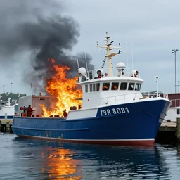 boat harbor on fire by david burton