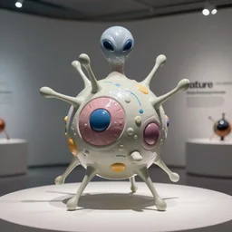 atomic force microscopy sculpture of an alien eukaryote. false color. museum display. mit technology review. nature journal. guggenheim modern art exhibit. nobel prize winning. in sharp infinite focus. ultra detailed 8 k tif