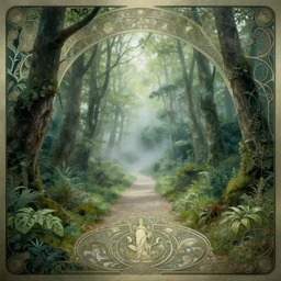 path into lush forest, mysterious mist, intricate, elegant, highly detailed, digital painting, artstation, concept art, smooth, sharp focus, illustration, art by artgerm and greg rutkowski and alphonse mucha, 8 k