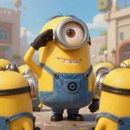 an epic painting minion, military saluting with his arm to pay respect to fallen brothers, press f to pay respects meme, perfect composition, golden ratio, beautiful detailed, photorealistic, digital painting, concept art, smooth, sharp focus, illustration, artstation trending, octane render, unreal engine