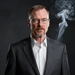 walter white in a suit, painting, artgerm, trending on artstation, 4 k highly detailed art, octane render, 3 d, unreal engine, greg rutkowski, wlop, dark room, white smoke, chromatic aberration, white smoke, trending on artstation pixiv