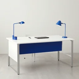 a very minimalistic 7 0 s prisunic catalog with white, blue, metal and wood with the indoor office of severance series ( 2 0 2 2 ), in color