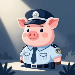 a pig like a cop, modern flat design style illustration with line elements