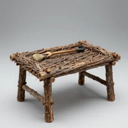 realistic photo of a a medieval brushwood archeology scientific equipment device made of brushwood, with white fluffy fur, by dieter rams 1 9 9 0, life magazine reportage photo, natural colors