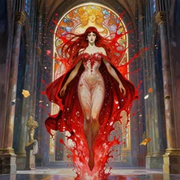 nosferatu, red splash aura in motion, church! floating pieces, painted art by tsuyoshi nagano, greg rutkowski, artgerm, alphonse mucha, spike painting