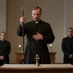 priest performing exorcism, directed by John Carpenter