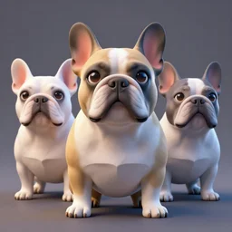 3 d blender art of fat french bulldog