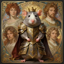 symmetry!! portrait of a pet rat wearing detailed ornate armor, intricate, elegant, highly detailed, my rendition, digital painting, behance, concept art, smooth, sharp focus, illustration, art by artgerm and greg rutkowski and alphonse mucha and huang guangjian and gil elvgren and sachin teng
