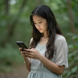nature goddess checking her phone