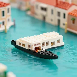 venice made with lego blocks, tiltshift photography, crystal clear turquoise water