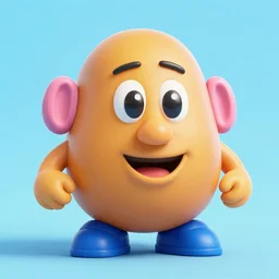 high resolution happy potato character, textured, by pixar
