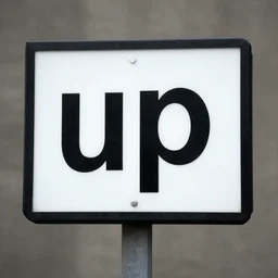 the word up written on a sign