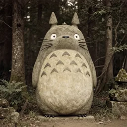 vintage photograph of a stone totoro god statue in the deep forest by edward s curtis, realistic, trending on artstation, 4k,