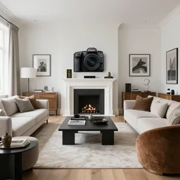 8 k national geographic dslr award winning photo of a elaborate dense living room, unique modern furniture, volumetric lighting, 7 0 s colors, reflections, large abstract colorful wall murals, vaulted ceiling, sunbeams, raytracing, very detailed