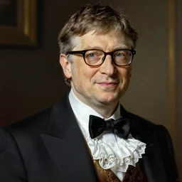 Bill gates crossdressing in victorian gown, drawn in the style of yoji shinkawa, extremely detailed, detailed and realistic face