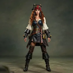 full body photo steampunk female pirate
