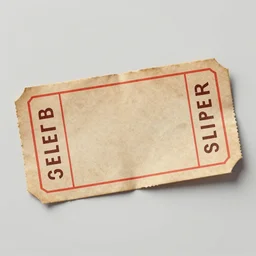 a single old looking ticket in paper, photorealistic, vintage, worn, trending on artstation