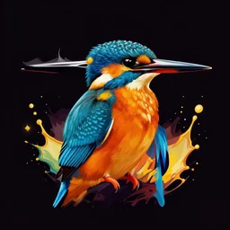 vector art design of a kingfisher splash art graphic design color splash high contrasting art, fantasy, highly detailed, art by greg rutkowski