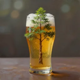 a tiny tree growing inside a glass of beer, bokeh, studio lighting, concept art, digital painting, oil painting, hyperrealistic, beautiful, highly detailed, artstation, cgsociety