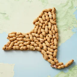 map of new york state made out of peanuts, extreme detail