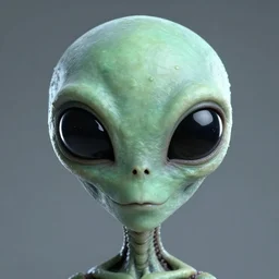 alien with large black eyes and a very long forehead. high quality photorealistic octane render 4 k raytraced, hyperrealism, 2 0 2 2 in the style of chris foss