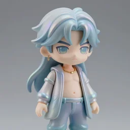 James Jean isolated cool fictional character vinyl figure, figure photography, smooth sharp focus, holographic undertones, anime stylized, high detail, ethereal lighting - H 640