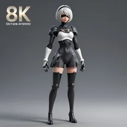 CAD screenshot of a realistic android bodyguard modeled after 2B from Nier Automata and with feminine body type, solidworks, catia, autodesk inventor, unreal engine, gynoid cad design inspired by Masamune Shirow and Nier Automata and Ross Tran, product showcase, octane render 8k