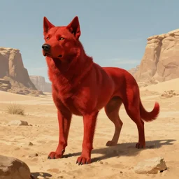 red dog beast, dry karst desert, fantasy concept art