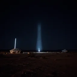 area 51, shot in desert dark night sky, creepy lights