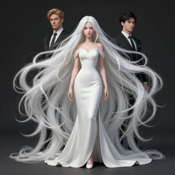 yael shelbia, wearing an elegant white dress, absurdly long hair, white hair, hair down to floor, by tom bagshaw and ilya kuvshinov, rtx rendering, octane render 1 2 8 k, maya, extreme high intricate details by wlop, digital anime art by ross tran, composition by sana takeda, dramatic lighting by greg rutkowski