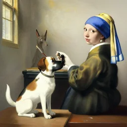 dog by moebius and atey ghailan by james gurney by vermeer by George Stubbs in the of style anime
