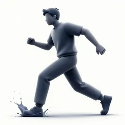 a dynamically posed figure rendered in an expressive and stylized fashion showing movement with paint splashes