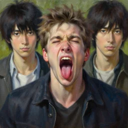 of an ultradetailed beautiful portrait panting of ryan louder, front view, oil painting, by ilya kuvshinov, greg rutkowski and makoto shinkai