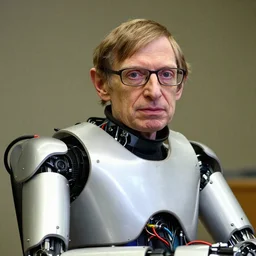 stephen hawking with robotic suit with wires, 4 k