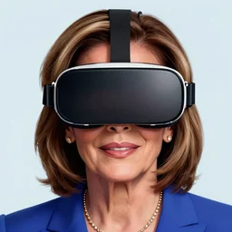 epic professional symmetrical digital art of nancy pelosi wearing vr goggles, accent lighting, painted, intricate, detailed, cheery, fun, effervescent, by roberto ferri, epic, stunning, gorgeous, much wow, much detail, cinematic, masterpiece, unreal engine render
