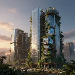 a beautiful photorealistic rendering of secret backroom city urbex unfinished building industrial architecture building nature by rosa bonheur, made of glass tron junglepunk crystal nightsky azeroth sunset bioshock sunlight at dusk, archdaily, wallpaper, highly detailed, trending on artstation.