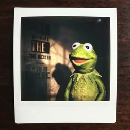 polaroid shot of kermit the frog in the movie the mechanic