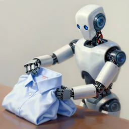 detailed painting of a robot folding a shirt, award winning digital art