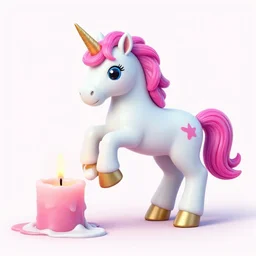 a unicorn puking into a candle, octane render, lisa frank style