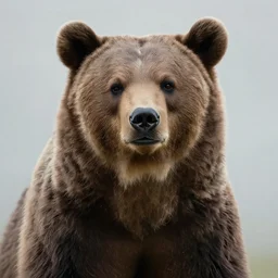 a portrait of a bear, full medium shot, front close - up, head on, abreast, artistically realistic, fine art by peter mohrbacher & marc simonetti