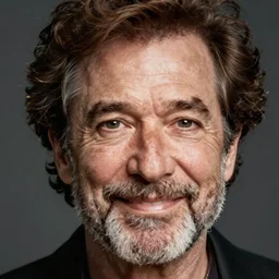 close up face male portrait of Bob Ross.