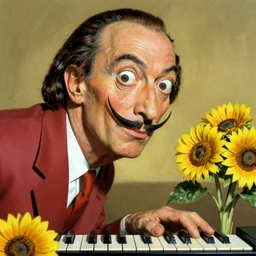 🌻🎹🎼, lowbrow in the style of salvador dali, 8 k, matte painting,