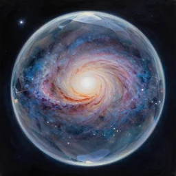 a spiral galaxy trapped inside a crystal ball. beautiful painting by artgerm and ilya kuvshinov